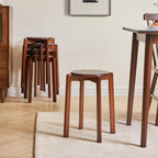 4pcs Solid Stackable Wood Round Stool Shoes Change