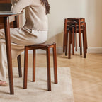4pcs Solid Stackable Wood Round Stool Shoes Change