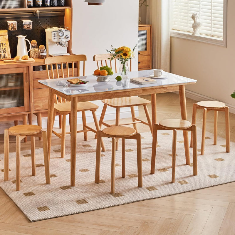 4pcs Solid Stackable Wood Round Stool Shoes Change