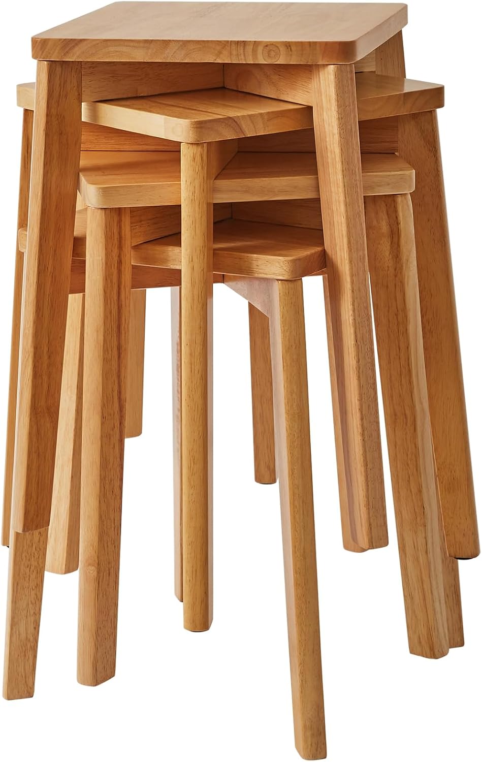 4pcs Wooden Stool Dining Stacking Rf--4
