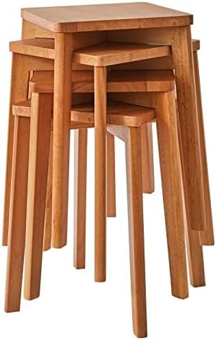 4pcs Wooden Stool Stacking Breakfast Counter Height Stools