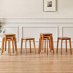 4pcs Wooden Stool Stacking Breakfast Counter Height Stools