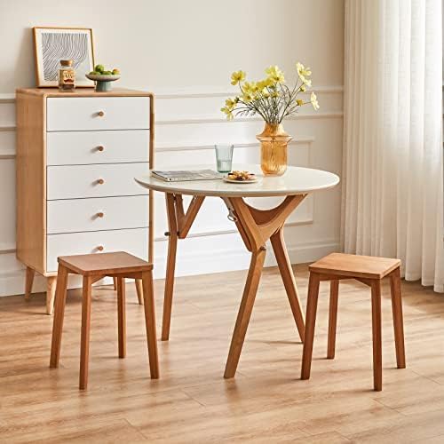 4pcs Wooden Stool Stacking Breakfast Counter Height Stools