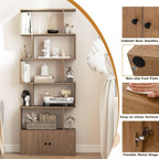 5 6-Tier Bookcase Wooden S-Shaped Storage Bookshelf