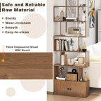 5 6-Tier Bookcase Wooden S-Shaped Storage Bookshelf