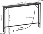 5.9" Skinny Console Table with Charging Station Narrow