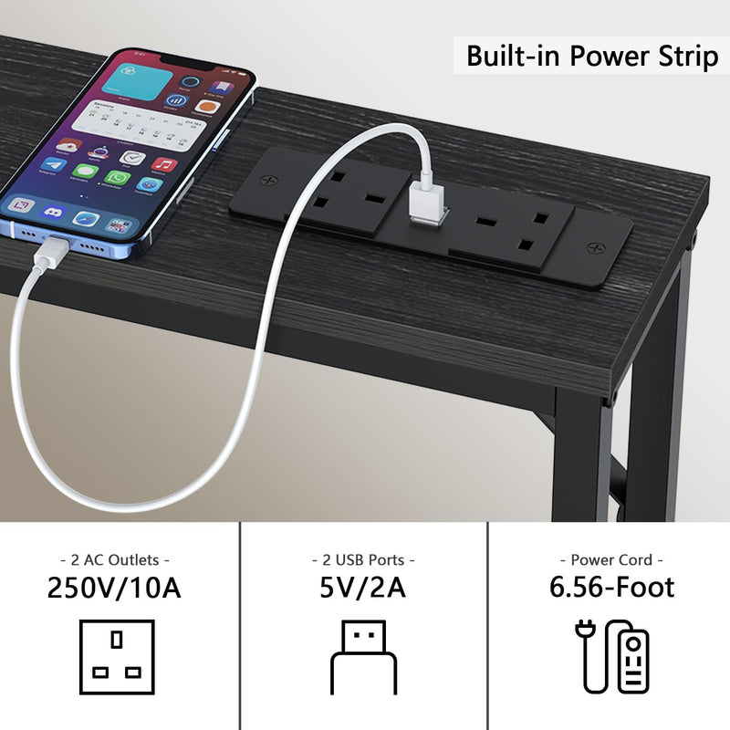 5.9" Skinny Console Table with Charging Station Narrow