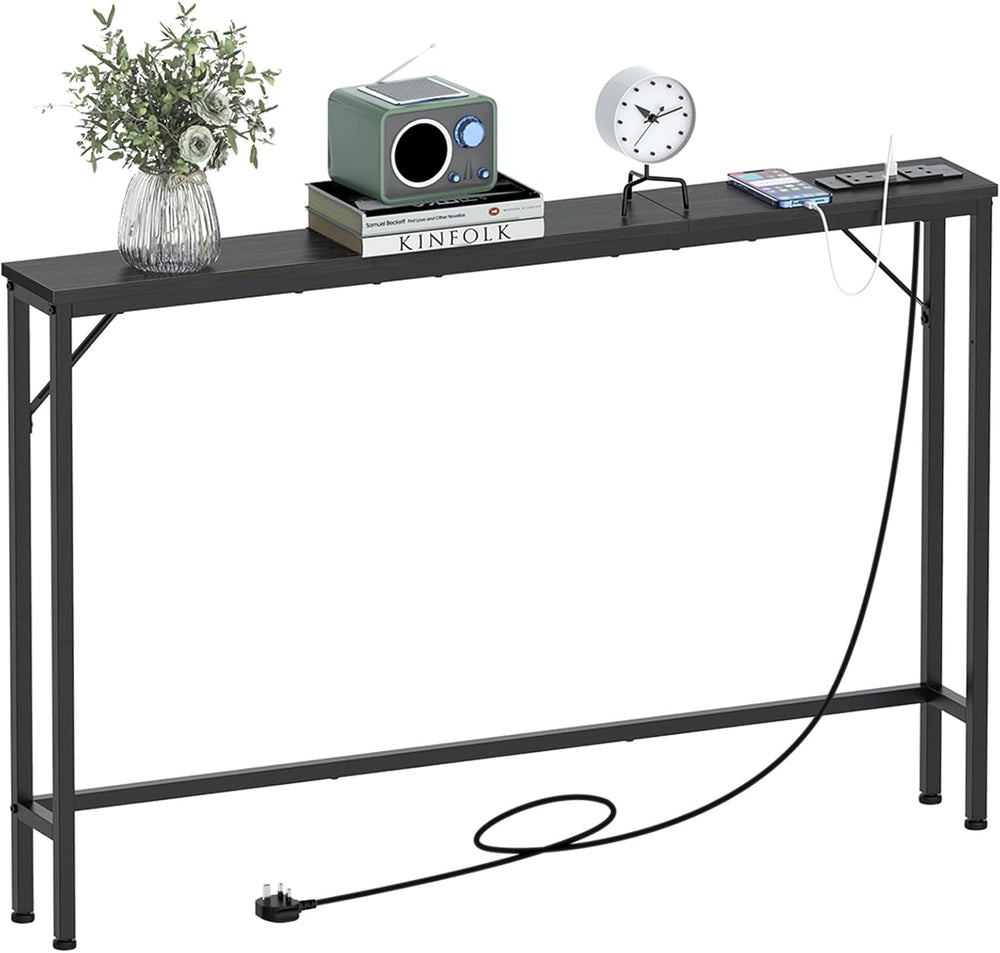 5.9" Skinny Console Table with Charging Station Narrow