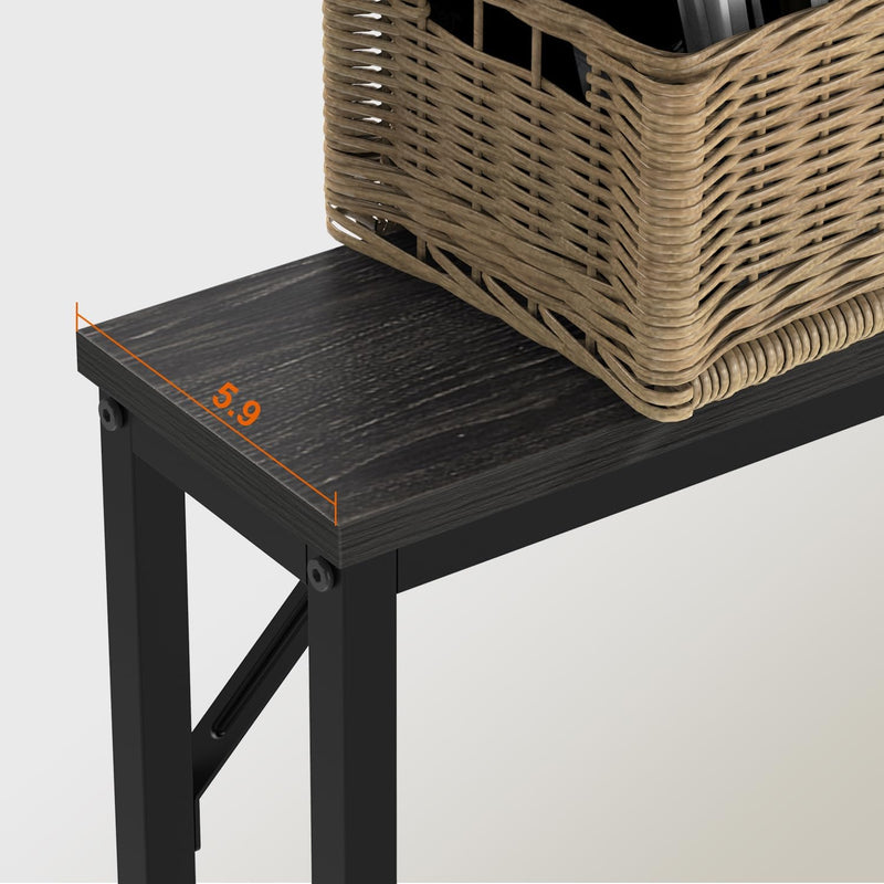5.9" Skinny Console Table with Charging Station Narrow