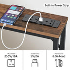 5.9" Skinny Console Table with Charging Station Narrow