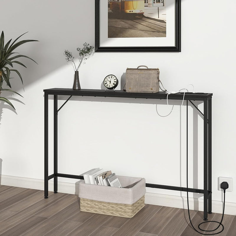 5.9" Skinny Console Table with Charging Station Narrow