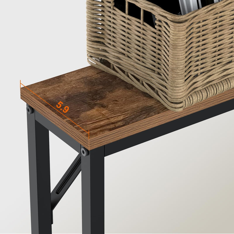 5.9" Skinny Console Table with Charging Station Narrow