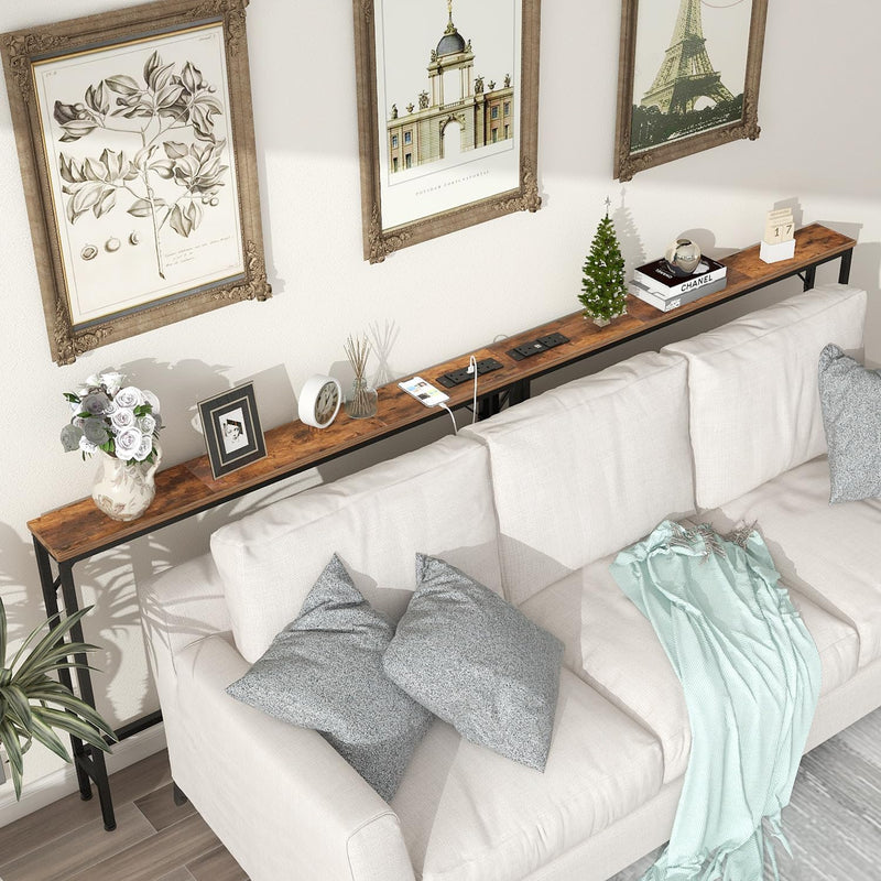 5.9" Skinny Console Table with Charging Station Narrow
