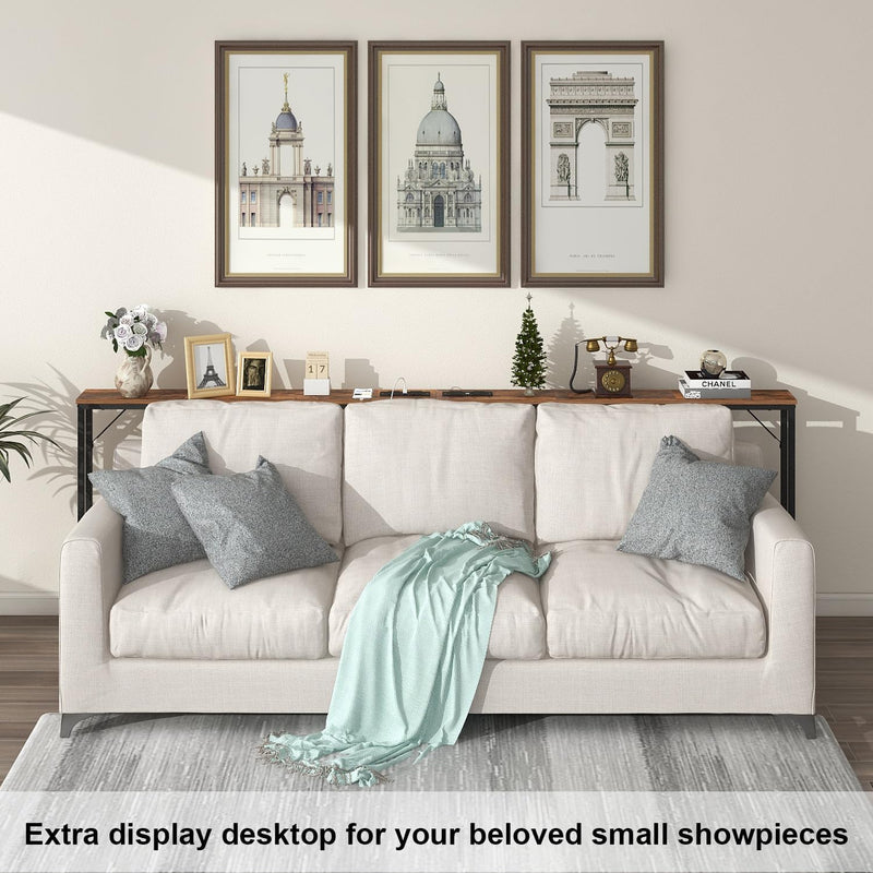 5.9" Skinny Console Table with Charging Station Narrow