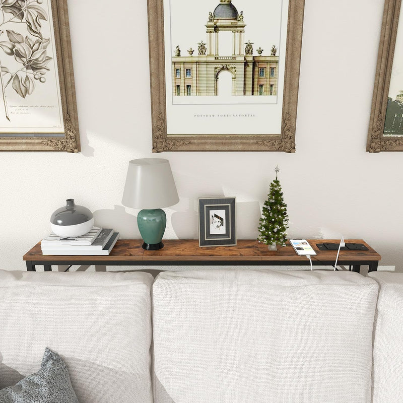 5.9" Skinny Console Table with Charging Station Narrow