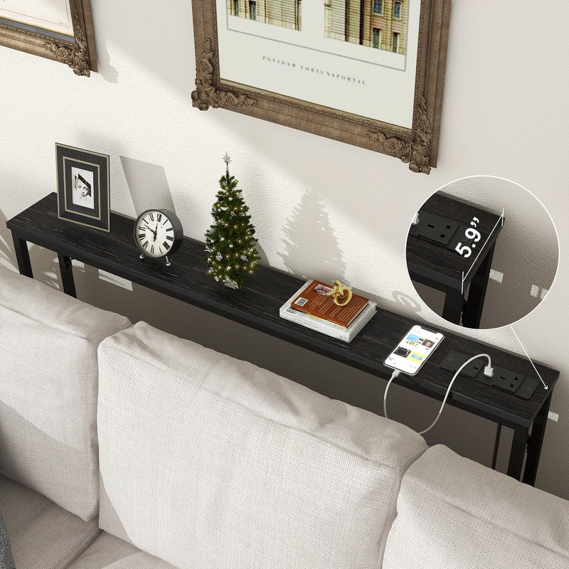 5.9" Skinny Console Table with Charging Station Narrow