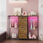 5 Drawer Dresser with Clothes Rack Chest