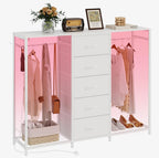 5 Drawer Dresser with Clothes Rack Chest