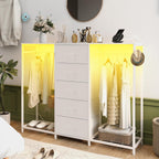 5 Drawer Dresser with Clothes Rack Chest
