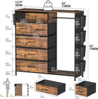 5 Drawer Dresser with Clothes Rail LED Lights