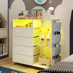 5 Drawer Dresser with Clothes Rail LED Lights