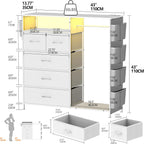 5 Drawer Dresser with Clothes Rail LED Lights