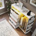 5 Drawer Dresser with Clothes Rail LED Lights