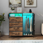 5 Drawer Dresser with Clothes Rail LED Lights