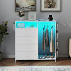 5 Drawer Dresser with Clothes Rail LED Lights