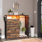 5 Drawer Dresser with Clothes Rail LED Lights