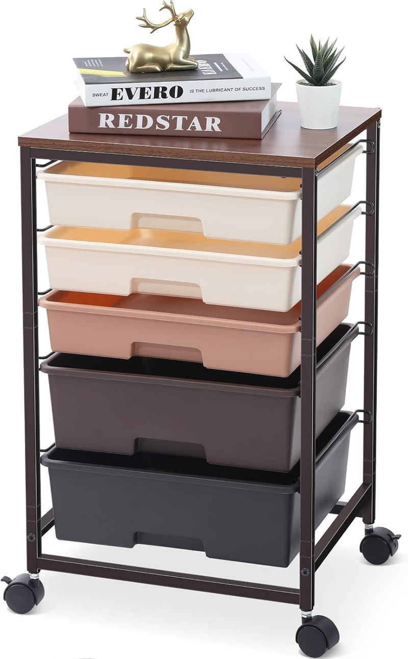 5-Drawer Storage Trolley Rolling Cart
