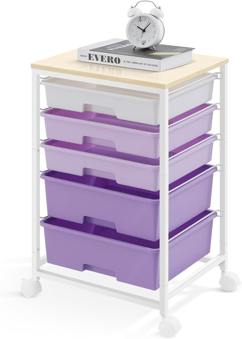 5-Drawer Storage Trolley Rolling Cart