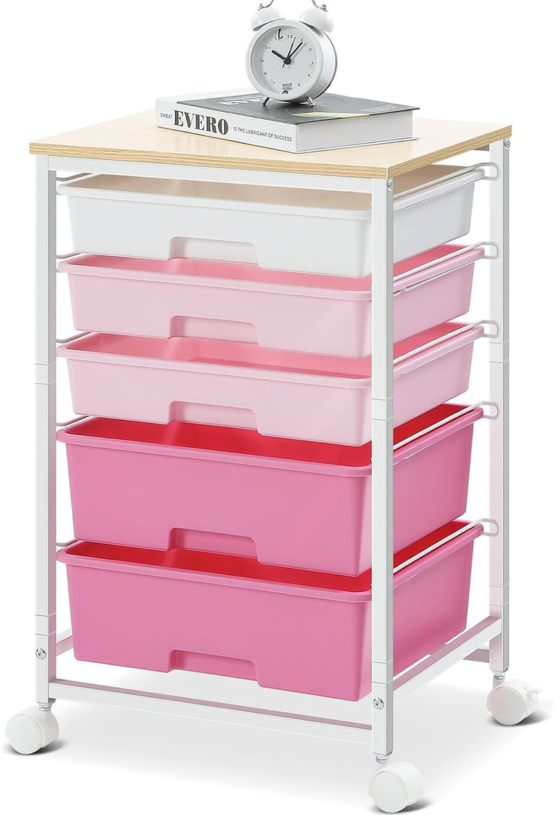 5-Drawer Storage Trolley Rolling Cart