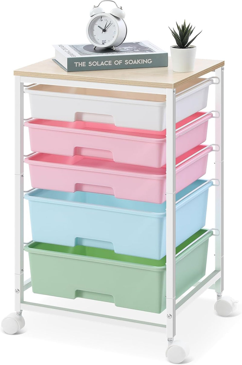 5-Drawer Storage Trolley Rolling Cart