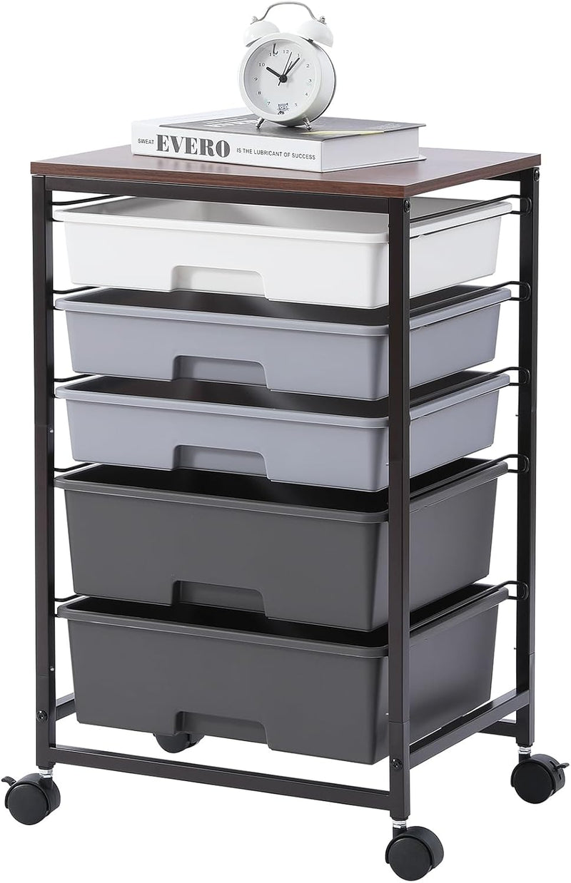 5-Drawer Storage Trolley Rolling Cart