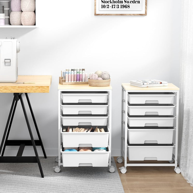 5-Drawer Storage Trolley Rolling Cart