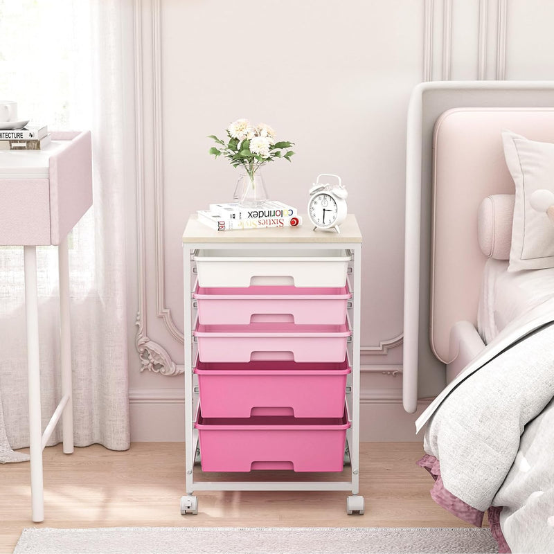 5-Drawer Storage Trolley Rolling Cart
