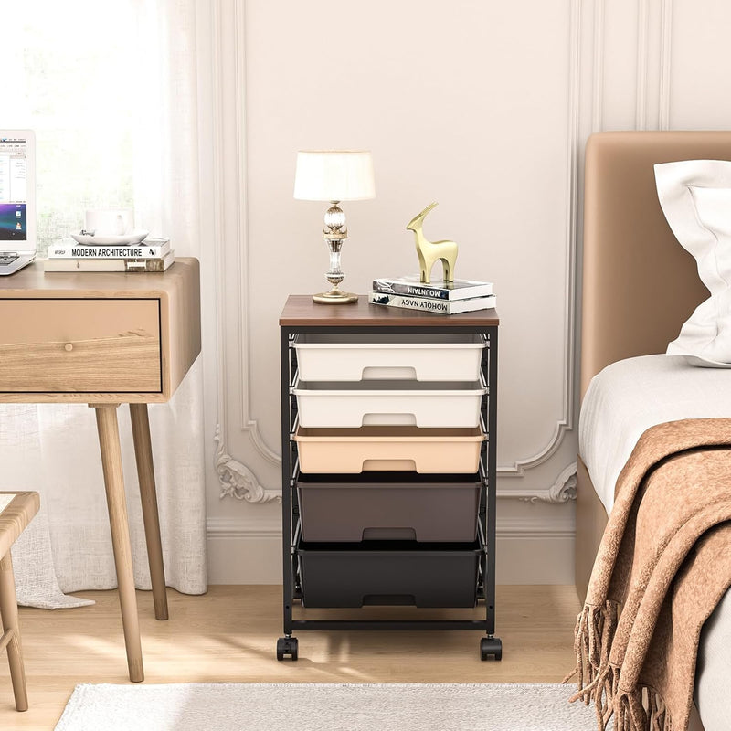 5-Drawer Storage Trolley Rolling Cart
