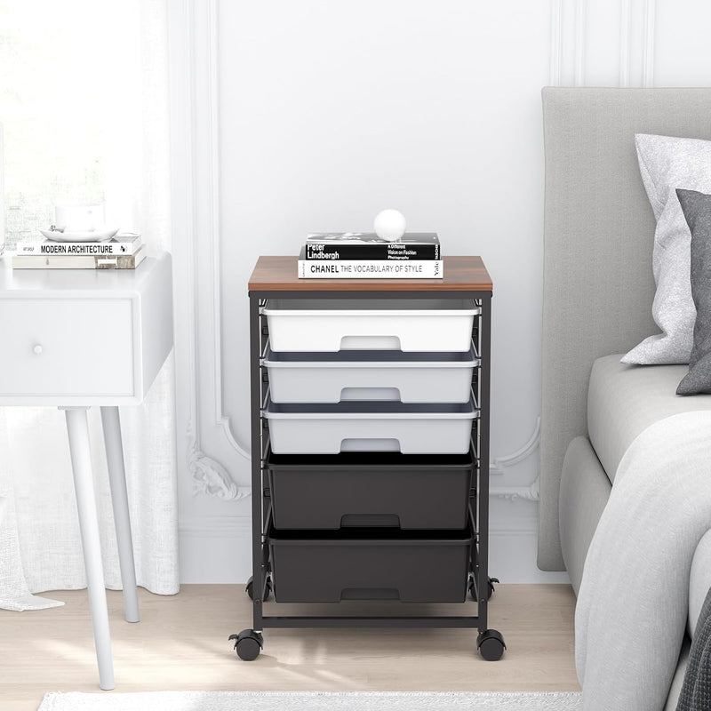 5-Drawer Storage Trolley Rolling Cart