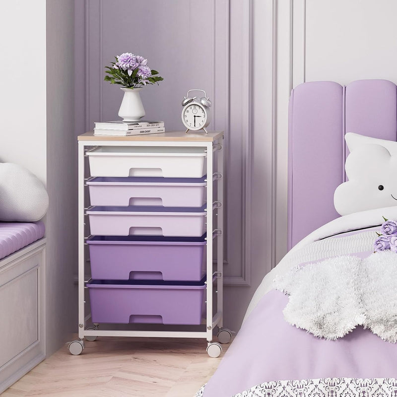 5-Drawer Storage Trolley Rolling Cart