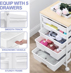 5-Drawer Storage Trolley Rolling Cart