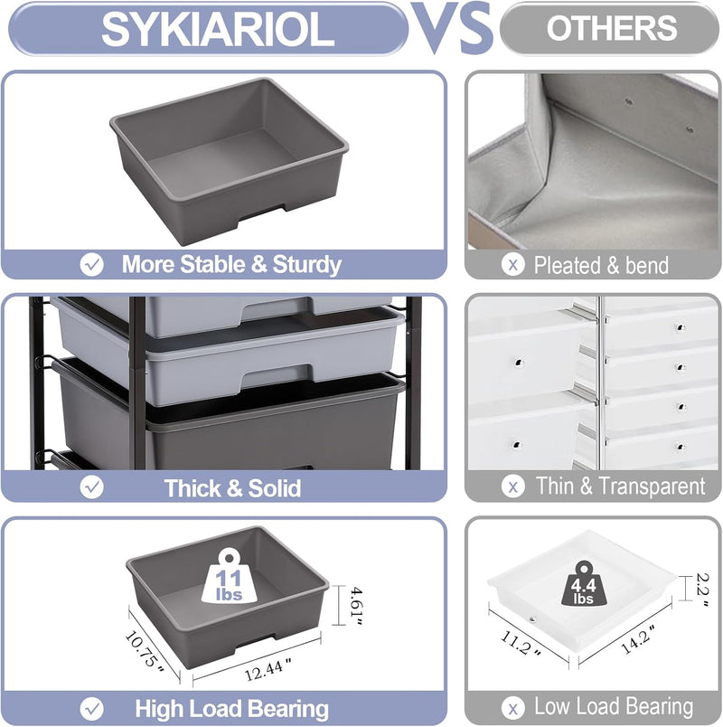 5-Drawer Storage Trolley Rolling Cart