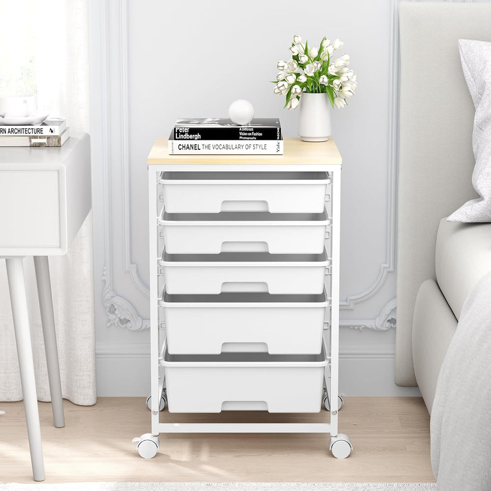 5-Drawer Storage Trolley Rolling Cart