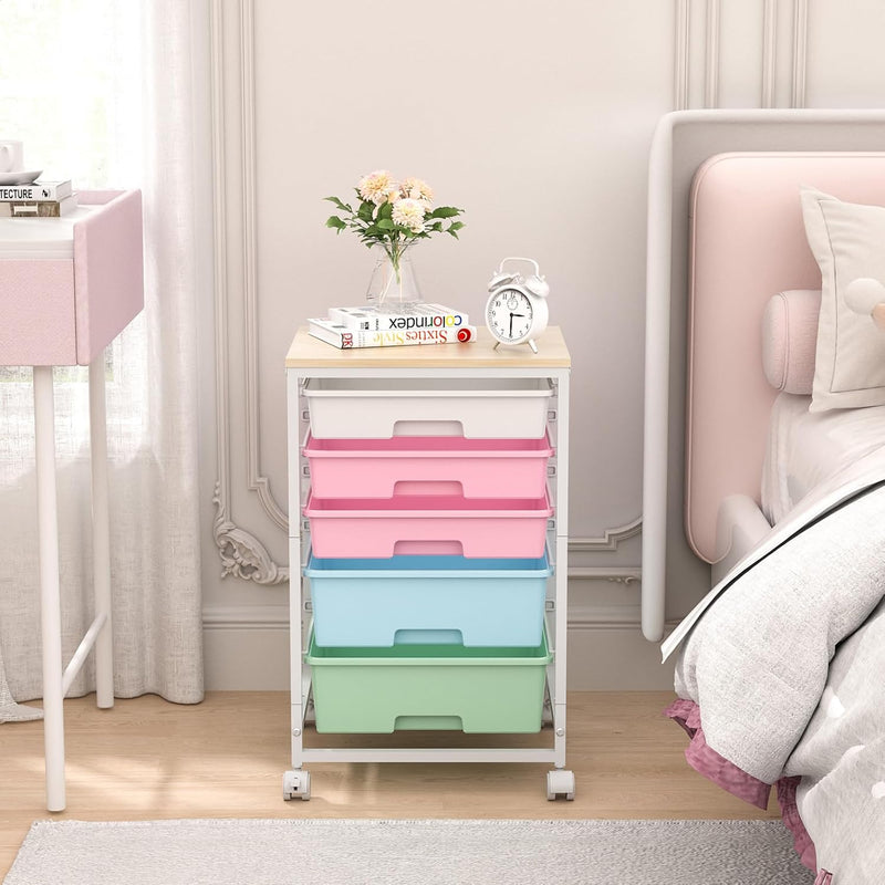 5-Drawer Storage Trolley Rolling Cart