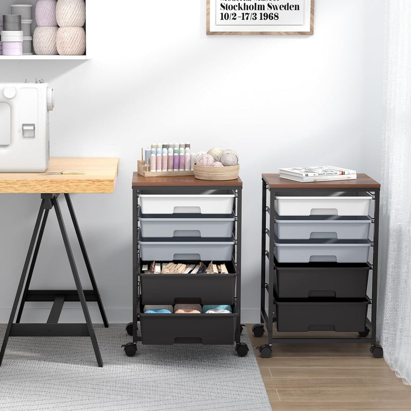 5-Drawer Storage Trolley Rolling Cart