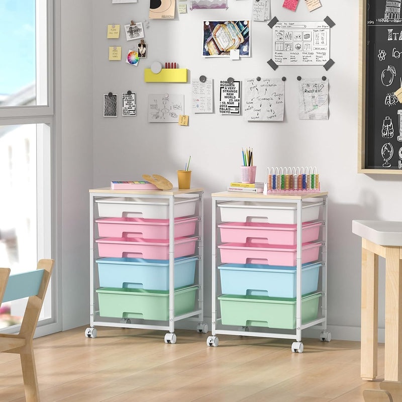 5-Drawer Storage Trolley Rolling Cart