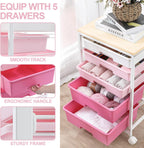 5-Drawer Storage Trolley Rolling Cart