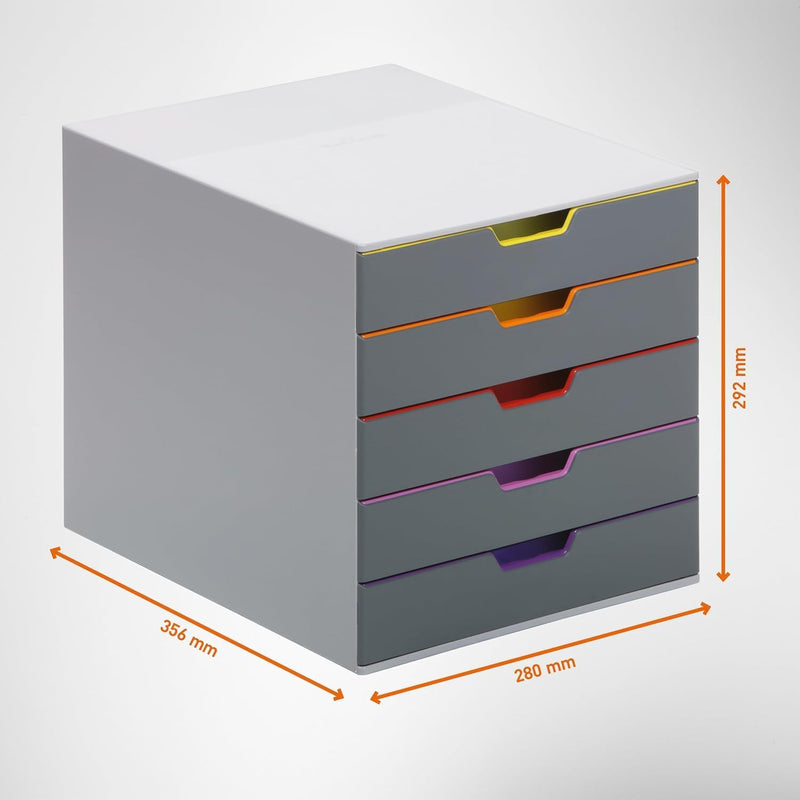 5 Drawer Unit A4 Colour Coded Draws Desktop