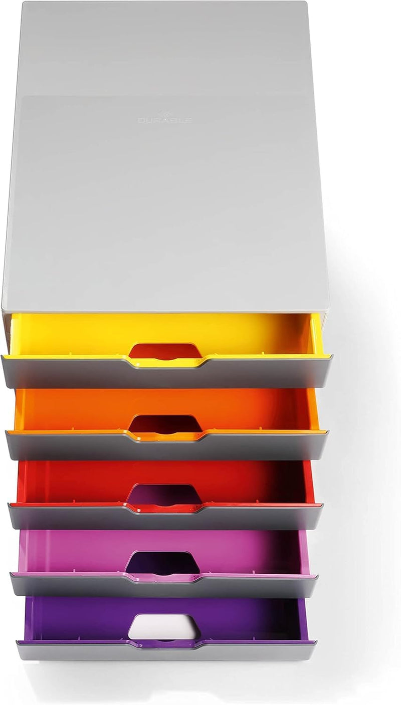 5 Drawer Unit A4 Colour Coded Draws Desktop