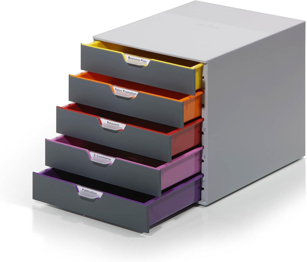 5 Drawer Unit A4 Colour Coded Draws Desktop